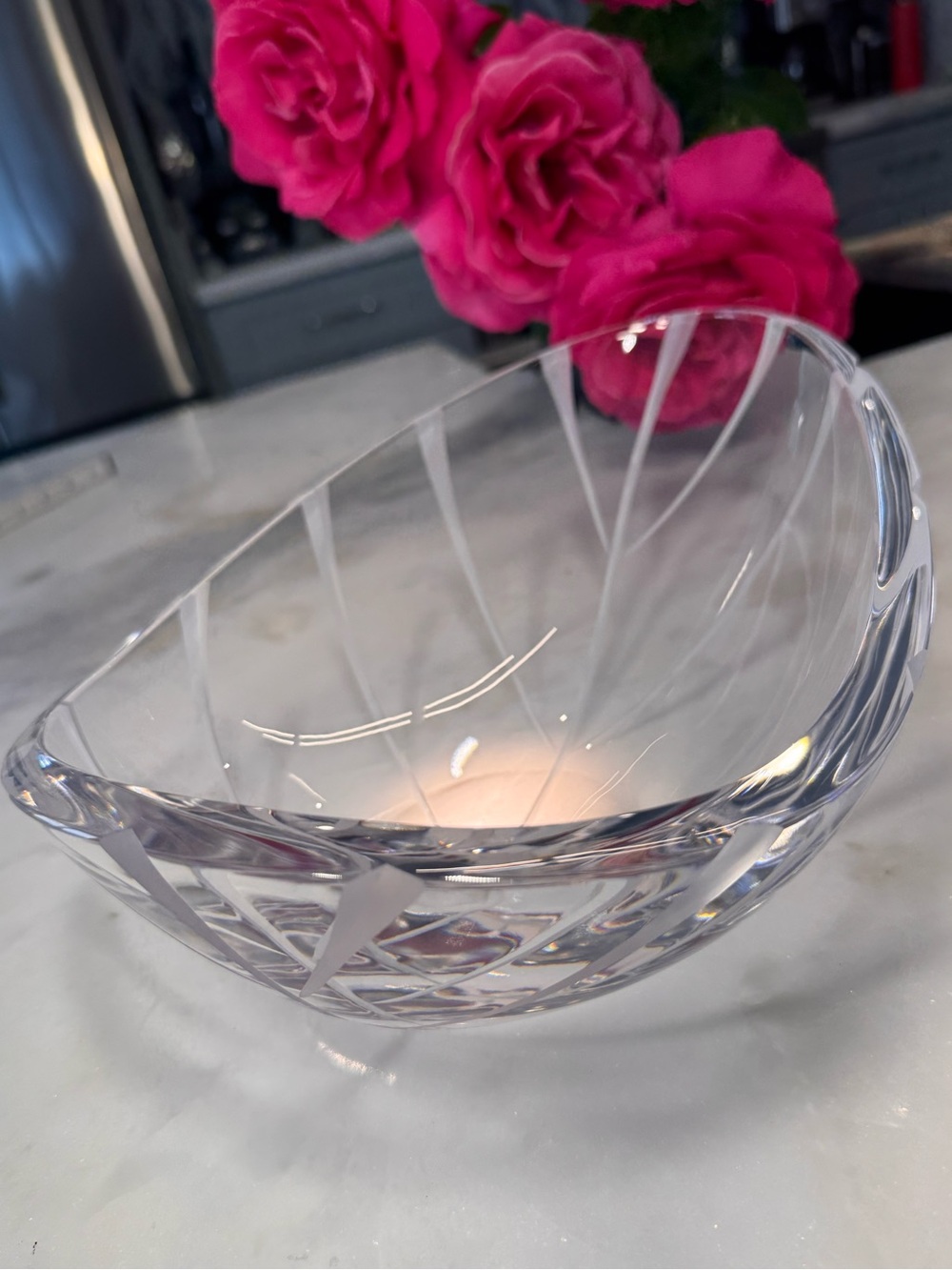 Villeroy & Boch Giant Lead Crystal Leaf Centerpiece Made In Slovenia